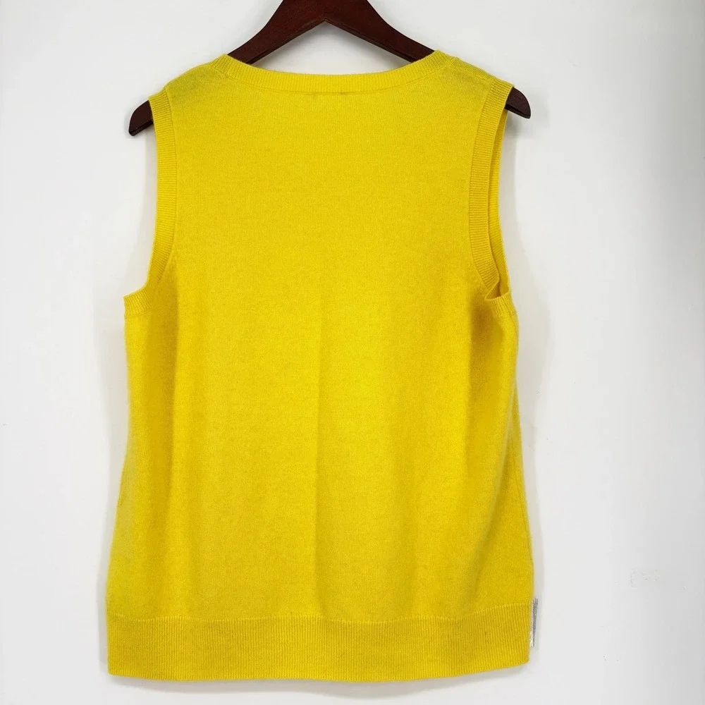 Talbots Womens‎ Dandelion Yellow 100% Cashmere Sleeveless V-Neck Sweater Vest L
